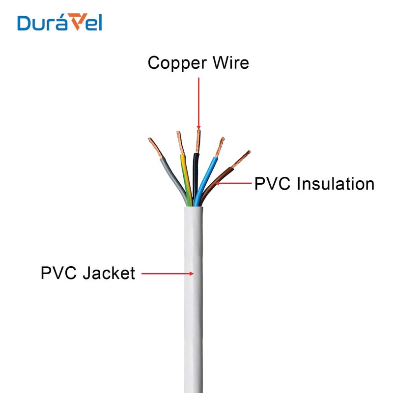 Duravel 5-Core Electrical Cable Wire, White PVC Insulated, Flexible Cable for Automotive Wiring (5 CORE 2.5 METER, 2.5MM) - Image 2